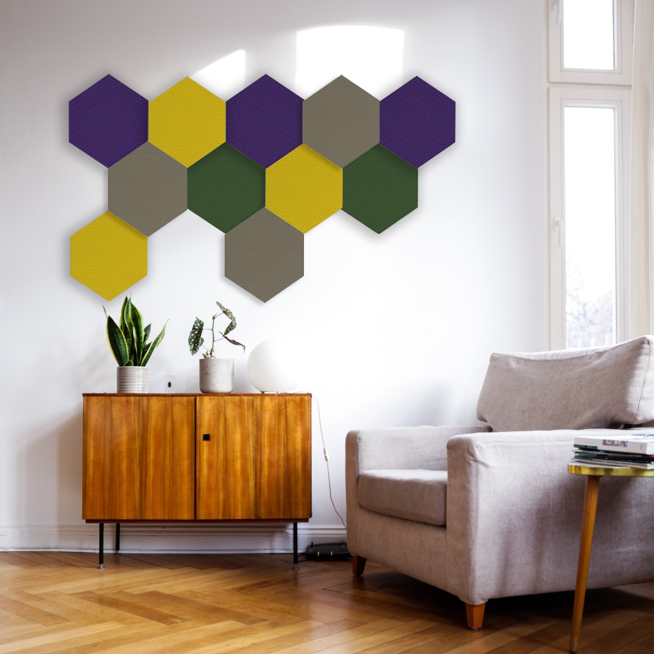 Panneau Acoustique pour Plafond et Mur Hexagone, Hexagonale