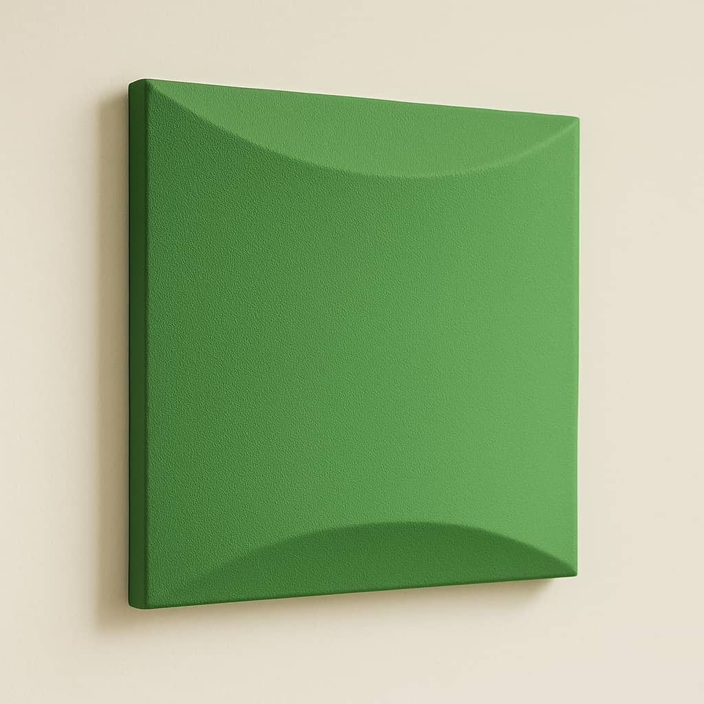 Panneau acoustique mural 3D Dune Decosoft vert pour améliorer l’acoustique et le confort sonore des espaces modernes.