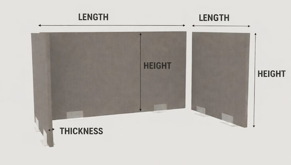 Diagram of DECOSOFT acoustic privacy panels